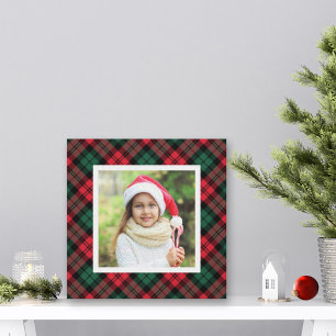 Rot und Grün Weihnachten Karo Custom Foto Leinwanddruck