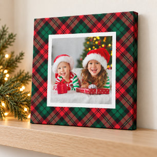 Rot und Grün Weihnachten Karo Custom Foto Leinwanddruck