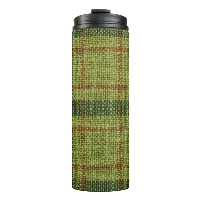 Rot und grün Weihnachtsbartan. Thermosbecher (Vorderseite)