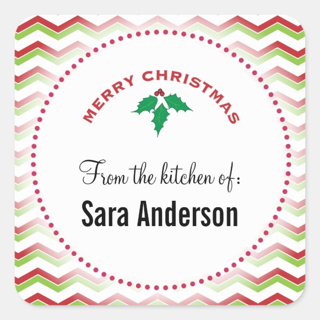 Rot und Grün Zigzags aus der Küche Quadratischer Aufkleber (Vorderseite)