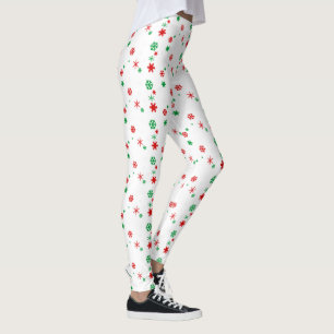 Rot- und grüne Schneeflocken Leggings