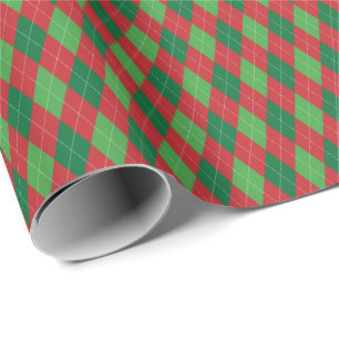 Rot und grüne Weihnachts-Argyle-Geschenkpapier Geschenkpapier