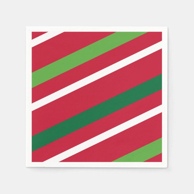 Rot und Grüner Streifen Napkin Serviette (Vorderseite)