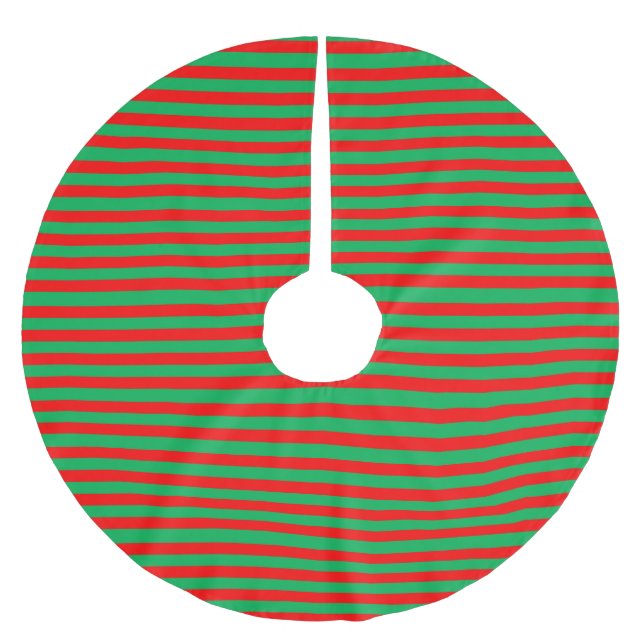 Rot- und Grünstreifen Polyester Weihnachtsbaumdecke (Vorderseite)