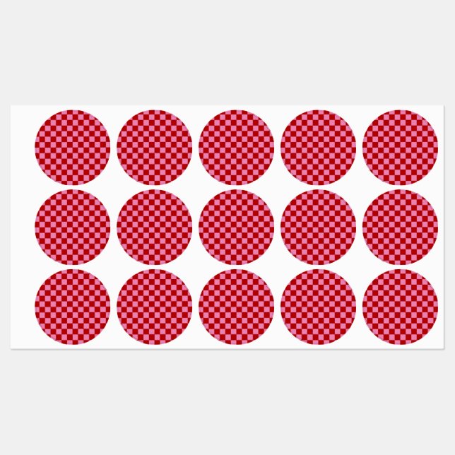 Rot und Heiß rosa überprüft Etiketten (Blatt)