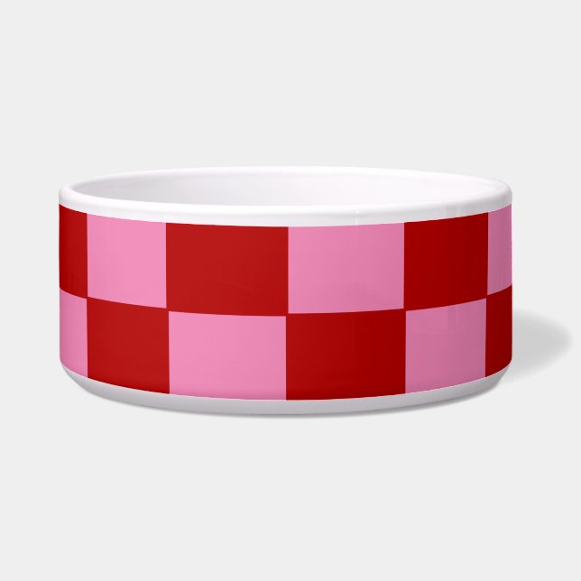 Rot und Heiß rosa überprüft Napf (Vorderseite)