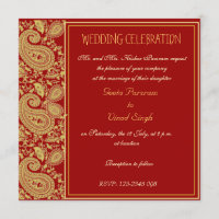 Rot und hindische Hochzeit Goldpaisleys