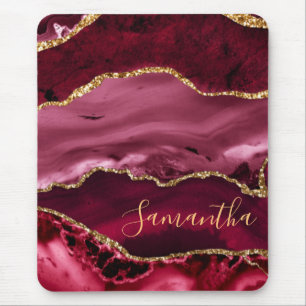 Rot und Imitate Gold Glitzer Marmorschlauch Agate Mousepad