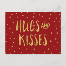 Rot und Imitate Gold Hugs & Kisses Herzenslust Val Feiertagspostkarte