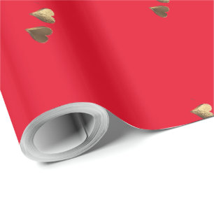 Rot und Imitate Goldene Herzen Romantisches Valent Geschenkpapier