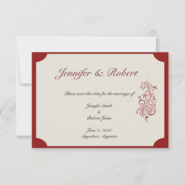 Rot und Ivory Filigree Save the Date Vintag