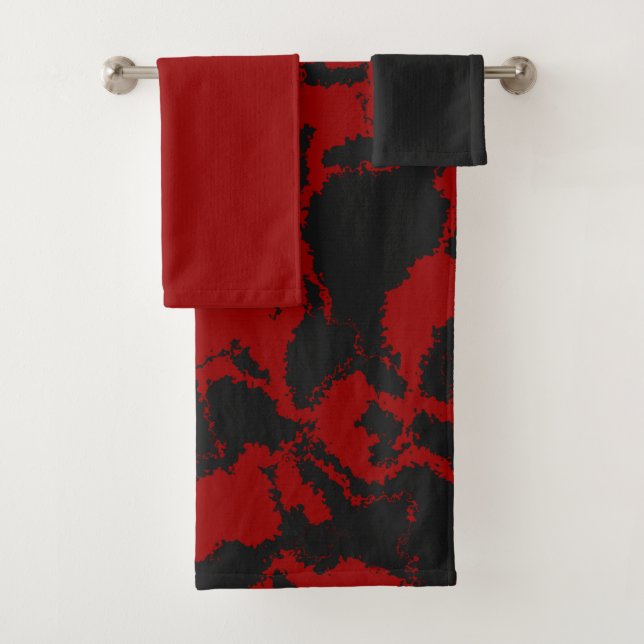 Rot und Kohle abstrakt Badhandtuch Set (Insitu)