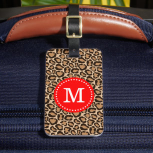 Rot und Leopard Print Custom Monogram Gepäckanhänger