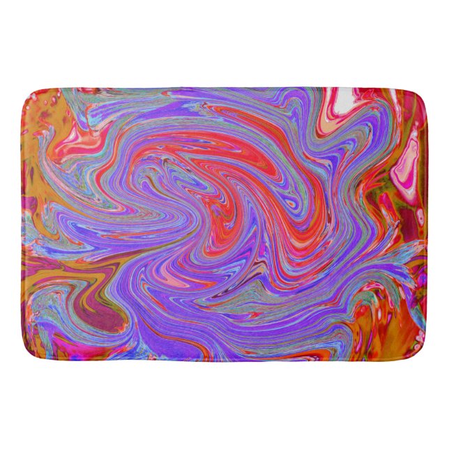 Rot und Lila Groovy Abstrakt Retro Art Badematte (Vorderseite)