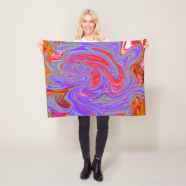 Rot und Lila Groovy Abstrakt Retro Art Fleecedecke