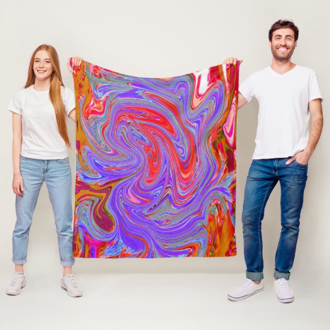 Rot und Lila Groovy Abstrakt Retro Art Fleecedecke (Beispiel)
