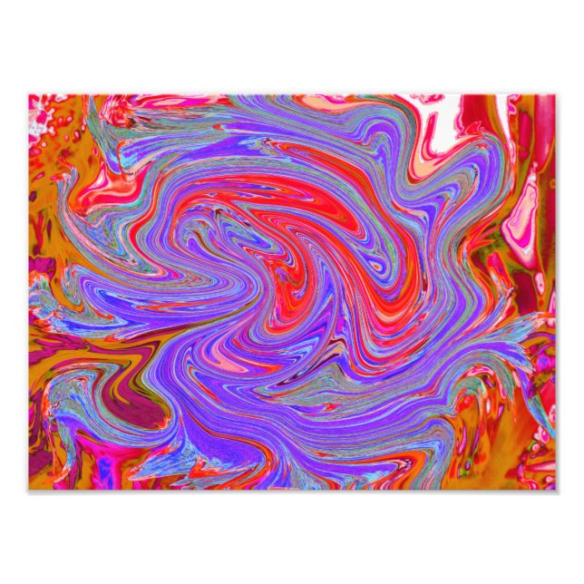 Rot und Lila Groovy Abstrakt Retro Art Fotodruck (Vorne)