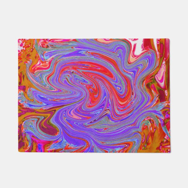 Rot und Lila Groovy Abstrakt Retro Art Fußmatte (Vorderseite)