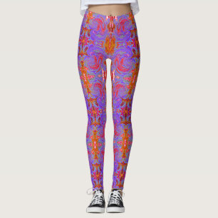 Rot und Lila Groovy Abstrakt Retro Art Leggings