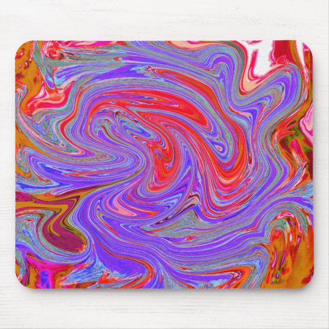 Rot und Lila Groovy Abstrakt Retro Art Mousepad (Vorne)