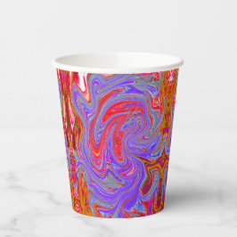 Rot und Lila Groovy Abstrakt Retro Art Pappbecher