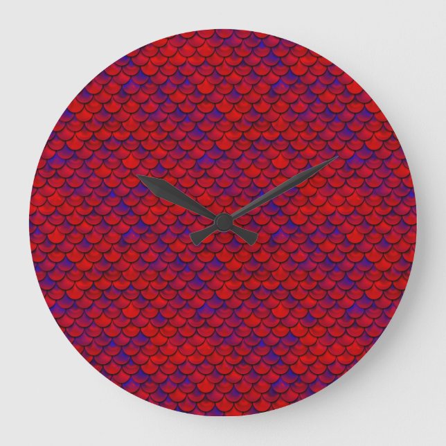 Rot und Lila Große Wanduhr (Vorderseite)
