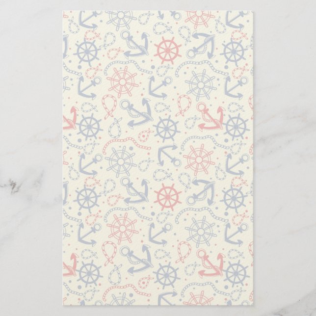 Rot und Marinehintergrund mit Anker Briefpapier (Vorderseite)