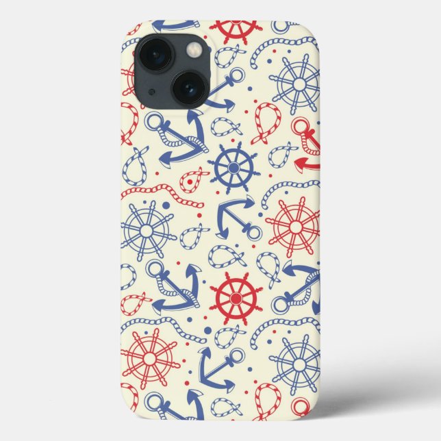 Rot und Marinehintergrund mit Anker Case-Mate iPhone Hülle (Rückseite)
