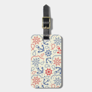 Rot und Marinehintergrund mit Anker Gepäckanhänger