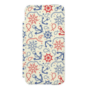 Rot und Marinehintergrund mit Anker Incipio Watson™ iPhone 5 Geldbörsen Hülle