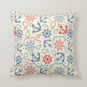 Rot und Marinehintergrund mit Anker Kissen