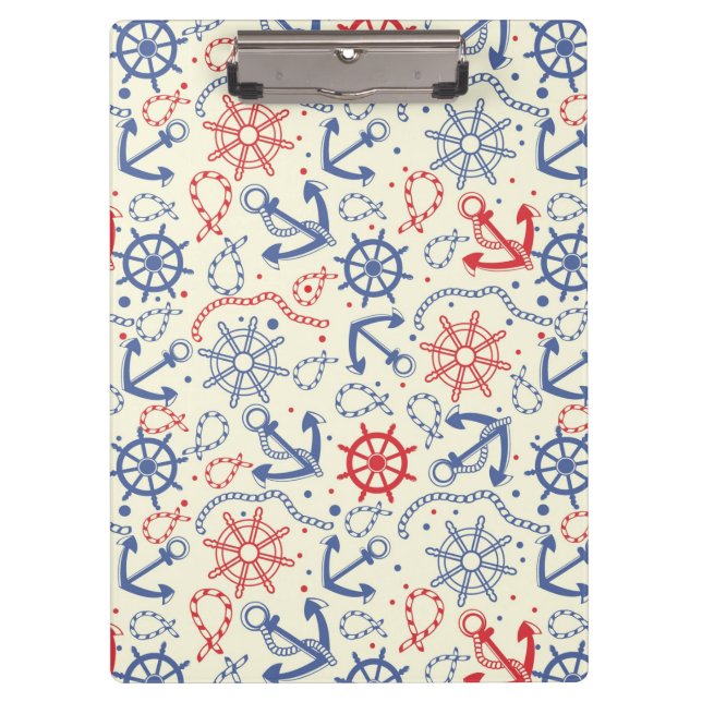 Rot und Marinehintergrund mit Anker Klemmbrett (Vorderseite)