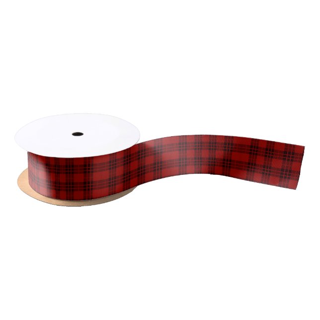 Rot und Maroon Karierte Weihnachten Satinband (Spule)