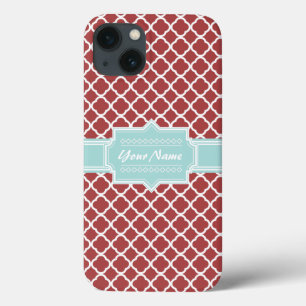 Rot und Minze Quatrefolie Personalisiert iPhone 13 Hülle