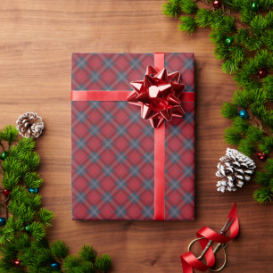 Rot und Navy schottischer Tartan-Familien-Weihnach Geschenkpapier
