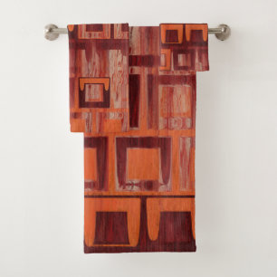 rot und orange abstrakt badhandtuch set