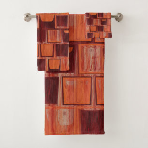 rot und orange abstrakt badhandtuch set