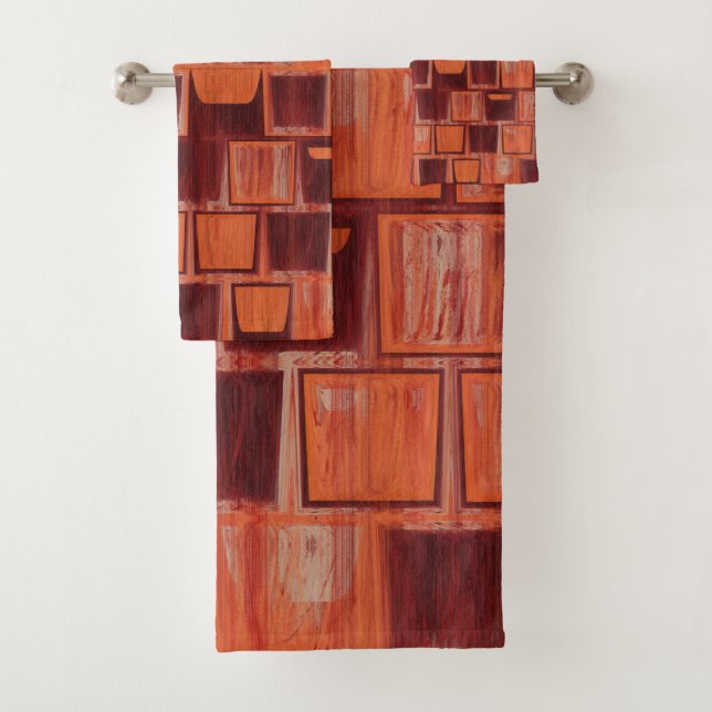 rot und orange abstrakt badhandtuch set (Insitu)