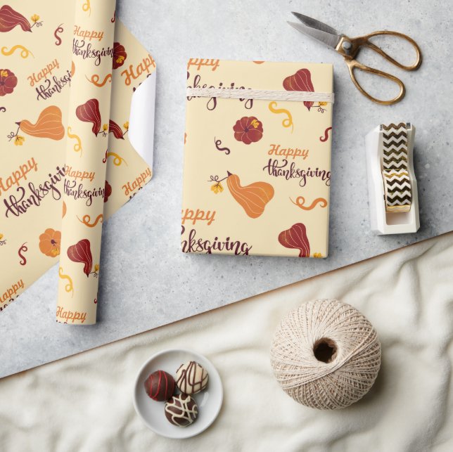 Rot und Orange Pumpkins Erntedank Geschenk Nahtlos Geschenkpapier (Kunsthandwerk)