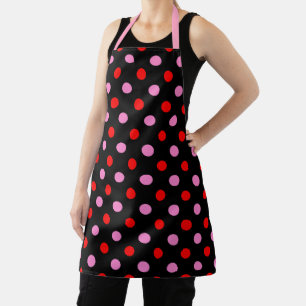 Rot und Pink auf Schwarz Punkte Design Schürze