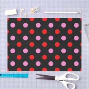 Rot und Pink auf Schwarz Punkte Design  Seidenpapier