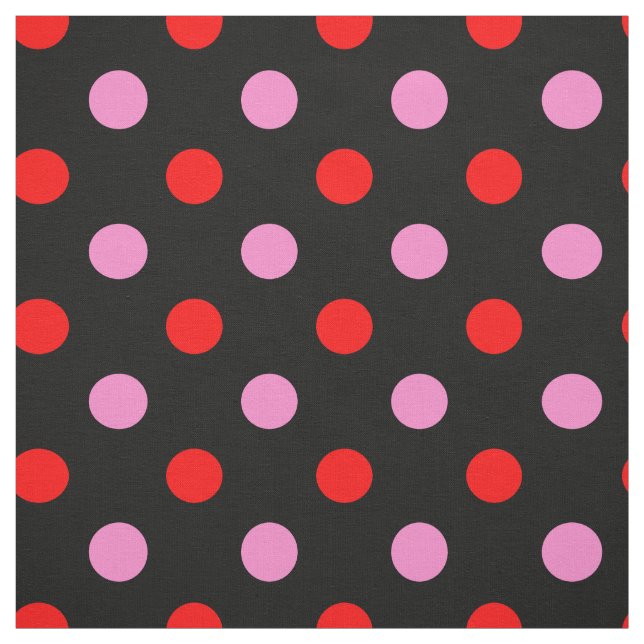 Rot und Pink auf Schwarz Punkte Design  Stoff (Muster)