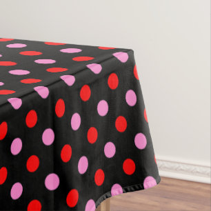 Rot und Pink auf Schwarz Punkte Design Tischdecke