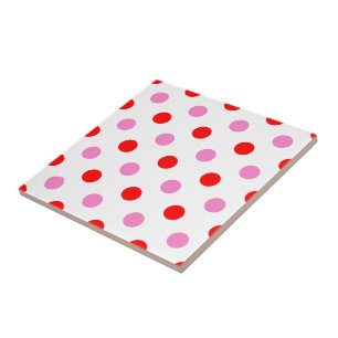 Rot und Pink auf Weiß mit Punkten Design Fliese