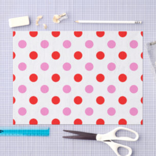 Rot und Pink auf Weiß mit Punkten Design  Seidenpapier