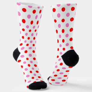 Rot und Pink auf Weiß mit Punkten Design Socken