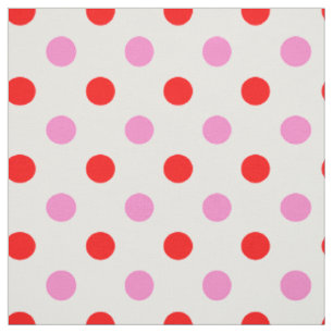 Rot und Pink auf Weiß mit Punkten Design Stoff