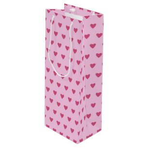 ROT- UND PINKHERZEN DES VALENTINSTAGS GESCHENKTÜTE FÜR WEINFLASCHEN