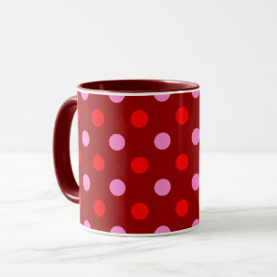 Rot und Rosa auf Maroon-Punkte-Design Tasse
