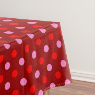 Rot und Rosa auf Maroon-Punkte-Design Tischdecke